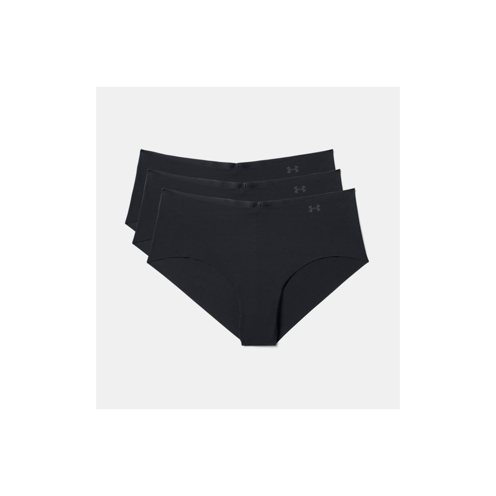 Buy UNDER ARMOUR Women Pack Of 3 Black Pure Stretch Solid Hipster Briefs  1325616 001 - Briefs for Women 10869396