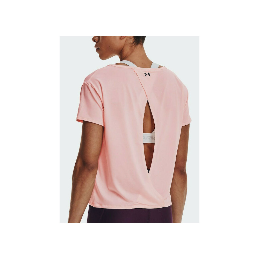 Under Armour Women's Live Sportstyle Graphic Short Sleeve Crew Neck  T-Shirt, Pink Edge/White, X-Large