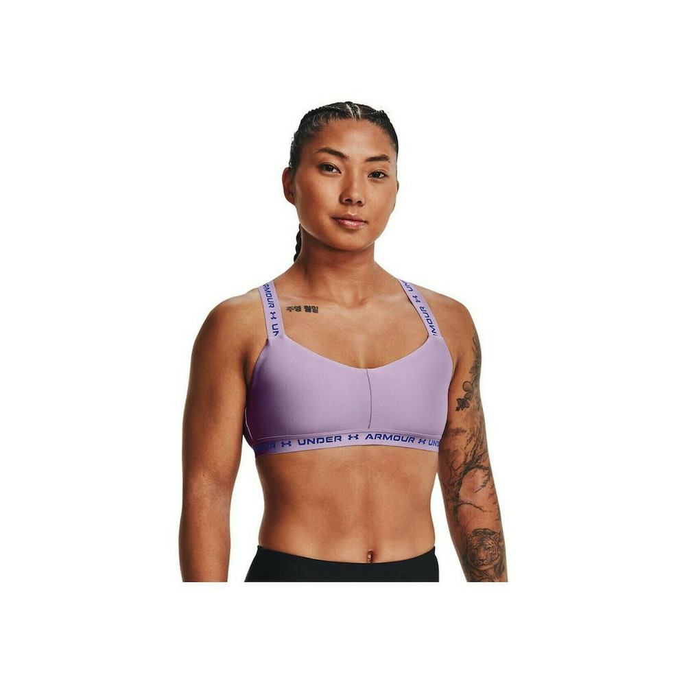 Under Armour CROSSBACK LOW - Light support sports bra - coastal teal/lime  surge/teal 