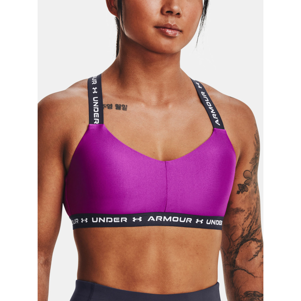 Under Armour CROSSBACK LOW - Light support sports bra - coastal teal/lime  surge/teal 